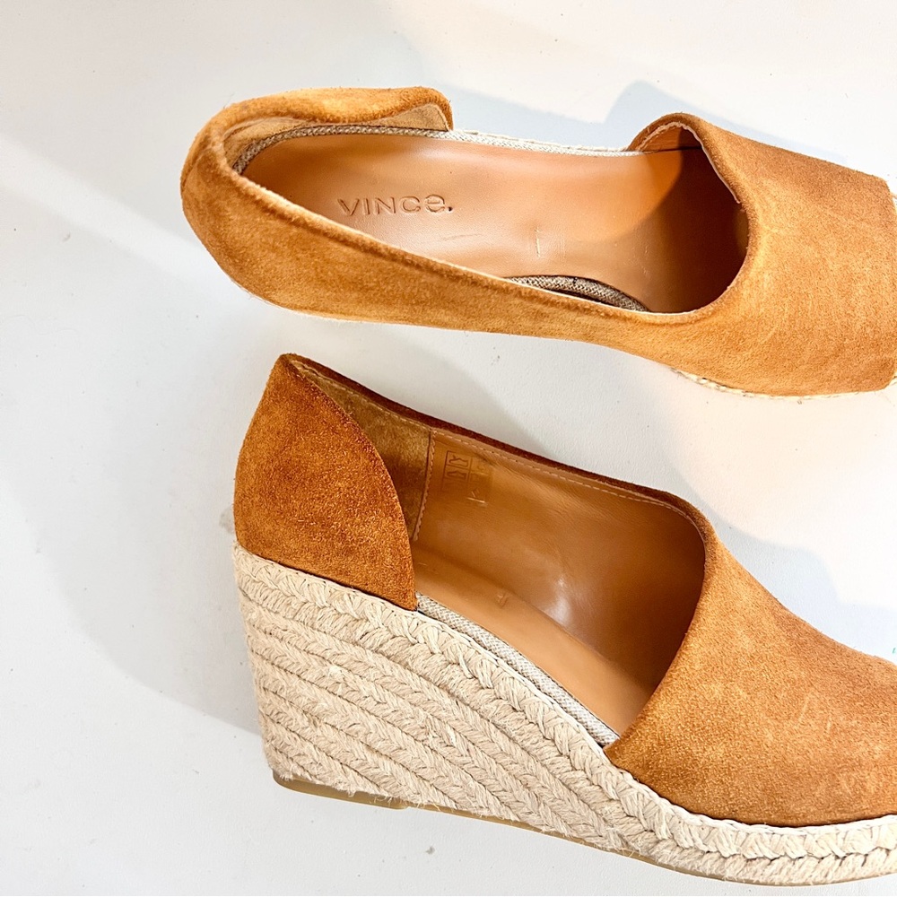 Vince Sonora Wedges Women’s 9.5 Brown Suede Espadrille Jute Heels Made in Spain - Picture 9 of 10